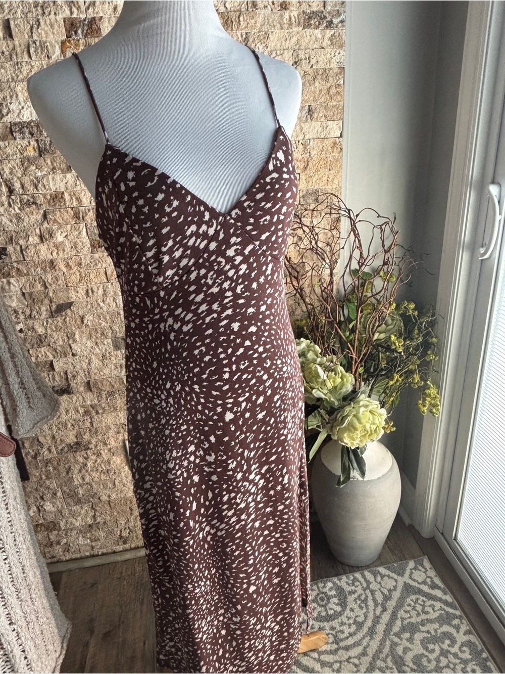 Windsor Brown & Cream Speckled Midi Slip Dress